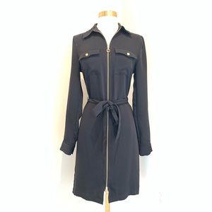 Calvin Klein Zip Up Dress Black w/ Gold Detailing